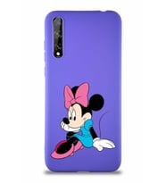 Huawei P Smart S Soft Premier Kapak Minnie Mouse-E Tasarımlı Silikon Kılıf - Mor (Şeffaf)