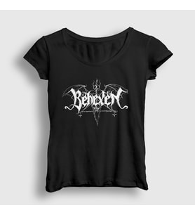 Presmono Kadın Siyah Logo Metal Behexen T-Shirt 480801tt