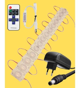 20 Adet 12 Volt 1,5 Watt Tek Lensli 3000K Günışığı 3030 SMD Led Modül 12A Tek Renk RF Dimmer 2A Priz