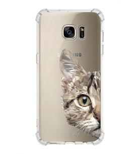 Samsung Galaxy S7 Edge  Köşe Korumalı Antişok Kapak Catface Tasarımlı Şeffaf Silikon Kılıf