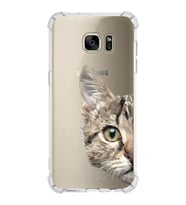 Samsung Galaxy S7 Edge  Köşe Korumalı Antişok Kapak Catface Tasarımlı Şeffaf Silikon Kılıf