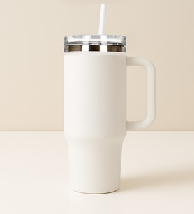 Pipetli Çelik Termos 1180 ml (Beyaz)