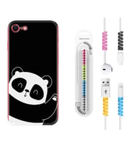 Apple iPhone 5 6 7 8 Plus Se XR Kılıf Kablo Koruma Spiral Silikon Bay Bay Panda 1784