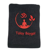 İsimli Yoga Temalı Antreman Havlusu 50x90 cm (Siyah)