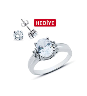 Bella Gloria Oval Tektaş Gümüş Yüzük (GY00295)