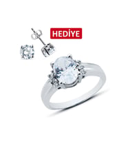 Bella Gloria Oval Tektaş Gümüş Yüzük (GY00295)