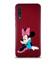 Samsung Galaxy A50 Soft Premier Kapak Minnie Mouse-E Tasarımlı Silikon Kılıf - Mürdüm (Şeffaf)