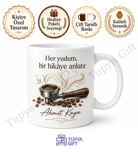 Barista Hediyesi Kişiye Özel Baskılı Kupa Bardak Kahve Sevenlere Hediye