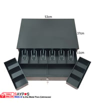 SAYPOS 6 Banknot Bölmeli İç-Dış Full Metal Kırılmaz Para Çekmecesi Anahtardan Açılır 53x37x11cm
