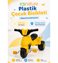 Esnature Plastik Çocuk Bisikleti 3 Tekerlekli Pedallı LED Işıklı Sarı 0-6 Yaş 40 Kg Taşıma Kapasitel