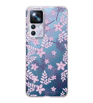 Xiaomi Mi 12t  Kamera korumalı Kapak Floral Pudra Tasarımlı  Şeffaf Kılıf
