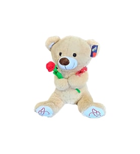 Peluş Gül Tutan Ayı 45 Cm (Çok Renkli)
