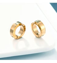 Unisex Paslanmaz Çelik Küpe Deliksiz Kulaklara Kıskaçlı Mıknatıslı Tasarım 2 Adet Gold