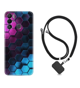 Tecno Pova Neo Kılıf Resimli Boyun Askılı İpli Desenli Silikon Series Petek 1825