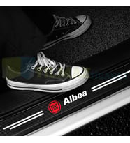 Fiat Albea Logo Karbon Kapı Eşiği Koruma Araba Etiket Oto Sticker Yapıştırma 4 Parça