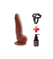 21,5 cm Belden Bağlamalı Realistik Vantuzlu Melez Dildo Penis
