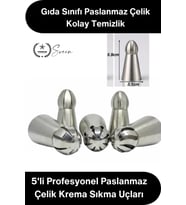 #PastaSüsleme Pasta Süsleme 5'li Profesyonel Büyük Boy Paslanmaz Çelik Krema Sıkma Fırfır Duy Uçları