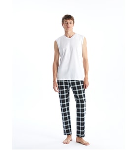 LC WAIKIKI Lacivert Standart Kalıp Ekose Erkek Pijama Alt
