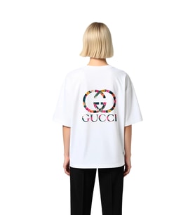 Çiçekli Lüks Desen Sofistike Baskılı Kadın Oversize Tişört