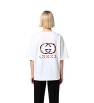 Çiçekli Lüks Desen Sofistike Baskılı Kadın Oversize Tişört