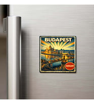 Vintage Budapeşte Şehri Temalı Buzdolap Magneti – 9x9 cm