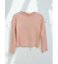 Kız Çocuk Pamuklu Kaşkorse Crop Bluz (Somon)