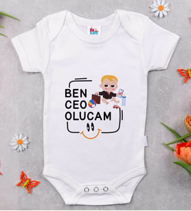 BK Kids Ceo Olucam Tasarımlı Beyaz Bebek Body Zıbın-2