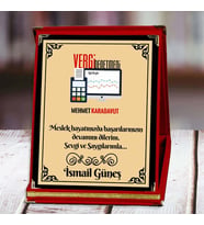 Vergi Denentmeni Baskılı Plaket (1. Tasarım)  Kişiye Özel (Kırmızı)