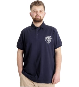 Mode XL Büyük Beden Erkek T-shirt Polo INDUSTRY 23316 Lacivert