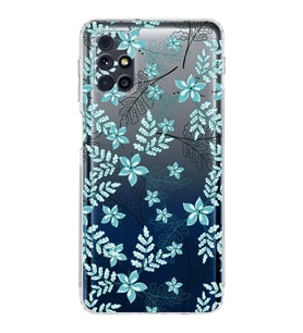 Samsung Galaxy M31s  Kamera Korumalı Kapak Floral Su Yeşili Tasarımlı  Şeffaf  Kılıf