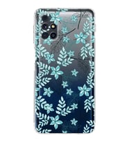 Samsung Galaxy M31s  Kamera Korumalı Kapak Floral Su Yeşili Tasarımlı  Şeffaf  Kılıf