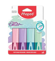 Maped Fosforlu Kalem Glitter Pastel Kesik Uçlu 1-5mm 4 Renk Fosforlu İşaretleme Kalemi