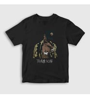Presmono Unisex Çocuk Siyah Gold Astroworld Travis Scott T-Shirt 42512tt