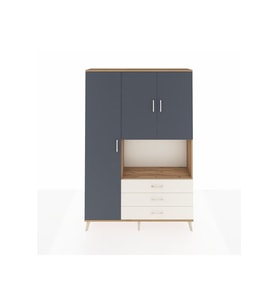 Arges Dolap 6 Raflı 3 Çekmeceli 3 Kapaklı 132x30x195 Çam-Antrasit/Aytaşı