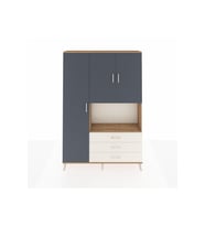 Arges Dolap 6 Raflı 3 Çekmeceli 3 Kapaklı 132x30x195 Çam-Antrasit/Aytaşı