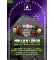İkizler Burcu Bileklik Ay Taşı, Güneş Taşı, Kaplan Gözü, Kırmızı Akik, Pembe Kuvars, Yeşim
