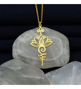 Altın Kaplama Lotus Çiçeği Özel Tasarım Gümüş Kolye