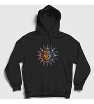 Presmono Unisex Beyaz Mosaic Sun Moon Güneş Ay Kapüşonlu Sweatshirt 408142tt (Siyah)