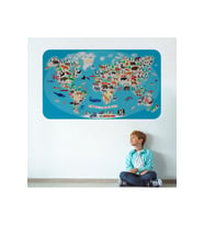 Eğitici Dünya Haritası Dünya Atlası Çocuk Ve Bebek Odası Duvar Sticker-3787-85x130