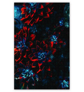 Cakapuzzle Mavi Kırmızı Çiçekler Puzzle Yapboz MDF (Ahşap) (120 Parça)