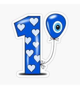 1 Yaş Nazar Sticker Yapıştırması Etiket 20 cm