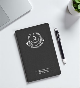 Kişiye Özel Logo ve İsim Baskılı  Ajanda Ve Touchpen Özellikli Metal Kalem Seti
