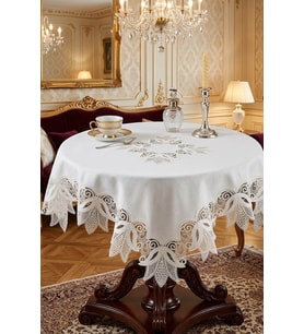 Fransız Dantelli Keten Fiskos, Gardenya Kumaş Fiskos Göbekli Model 100x100cm