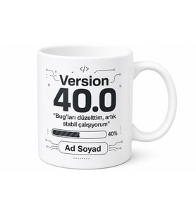 Version 40.0 Yazılı 40 Yaş Doğum Günü Baskılı Kupa Bardak Hediye