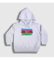 Presmono Unisex Çocuk Beyaz Bayrak Flag Azerbaycan Azerbaijan Kapüşonlu Sweatshirt 536461tt (Beyaz)