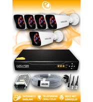 ELITCAM 5 Kameralı Kare 5 Dış Kamera Set HDD'siz Full HD Gece Görüşlü Güvenlik Kamerası Sistemi
