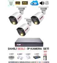 FURY Ip Güvenlik Kamera Seti 3 Kameralı Sesli 4mp Gece Renkli Su Geçirmez Ip5515s 320gb