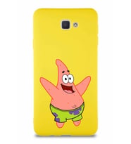 Samsung Galaxy J7 Prime 2 Soft Premier Kapak Patrick Yıldız Tasarımlı Silikon Kılıf - Sarı (Şeffaf)