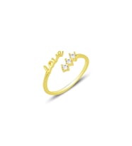 Gümüş altın yaldızlı zirkon taşlı love yazılı ayarlamalı yüzük SGTL12172GOLD (Rose)