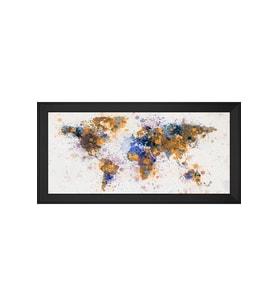Harita Temalı Kanvas Tablo 80 x 110 cm Siyah Çerçeve